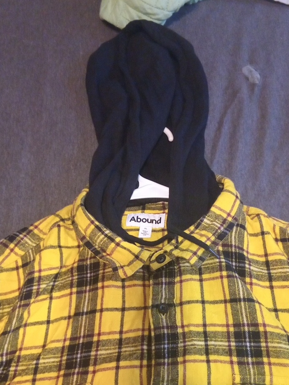 Abound Yellow and Black Plaid Hooded Shirt